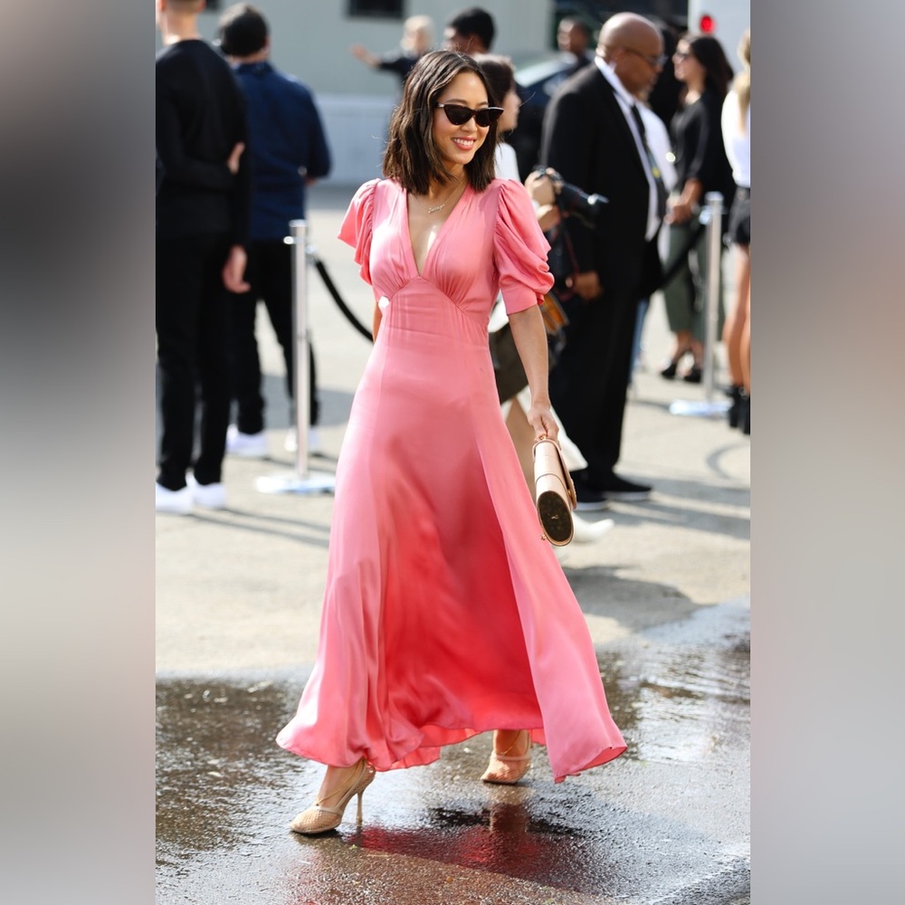 New Michael Kors collection Elegant Pink V-Neck Maxi Dress